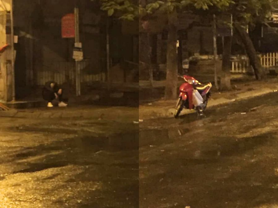 Chàng trai thất tình, ngồi khóc giữa đường lúc mờ sáng